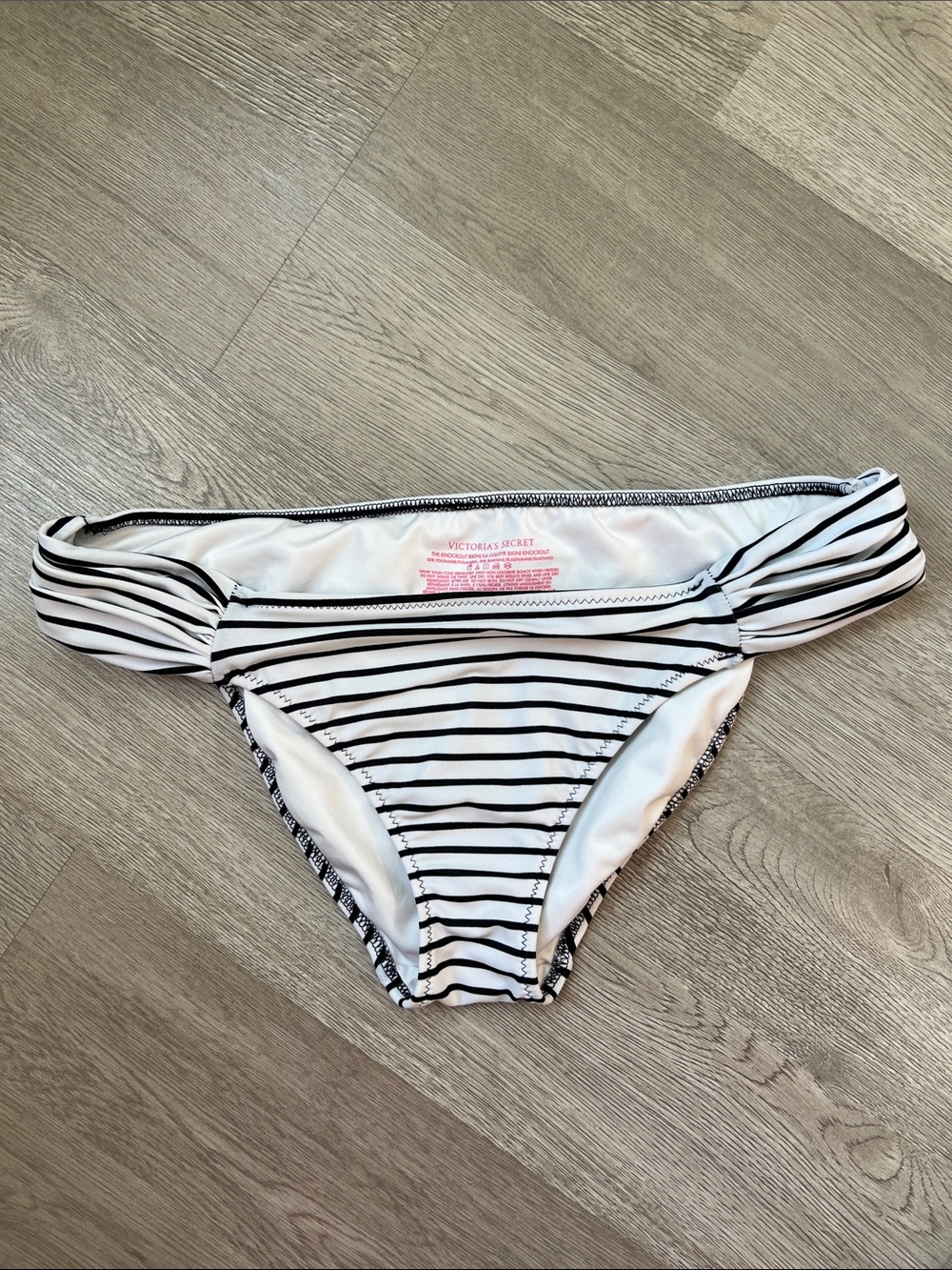 Victoria's Secret Black & White Striped Bikini Bottom